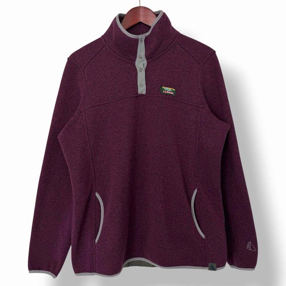 L.L. Bean Sweater Fleece Pullover Jacket XL Purple Plum Snap T Gorpcore Hiking